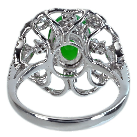 【中古】K18WG JADEITE ヒスイリング J3.56ct D0.48ct 6.2g #15.5