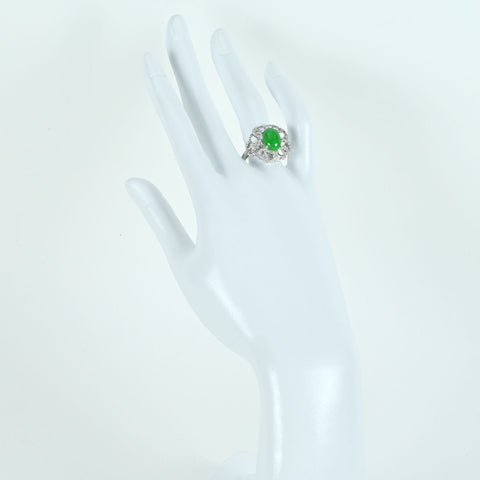 【中古】K18WG JADEITE ヒスイリング J3.56ct D0.48ct 6.2g #15.5