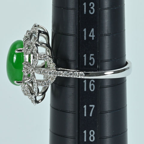 【中古】K18WG JADEITE ヒスイリング J3.56ct D0.48ct 6.2g #15.5