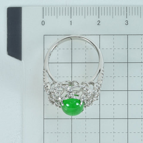 【中古】K18WG JADEITE ヒスイリング J3.56ct D0.48ct 6.2g #15.5