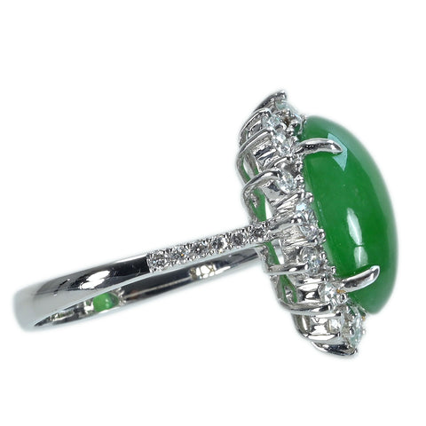 【中古】 K18WG JADEITEヒスイリング J6.47ct D0.76ct 6.1g #14