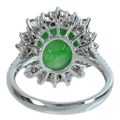 【中古】 K18WG JADEITEヒスイリング J6.47ct D0.76ct 6.1g #14