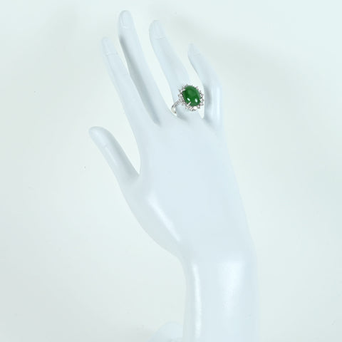 【中古】 K18WG JADEITEヒスイリング J6.47ct D0.76ct 6.1g #14