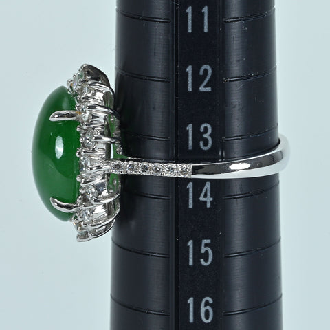 【中古】 K18WG JADEITEヒスイリング J6.47ct D0.76ct 6.1g #14