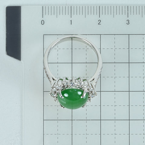 【中古】 K18WG JADEITEヒスイリング J6.47ct D0.76ct 6.1g #14