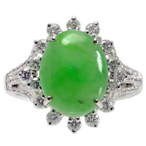 【中古】K18WG JADEITE ヒスイリング J4.99ct D0.56ct 日本宝石科学協会ソーティング 6.1g #12