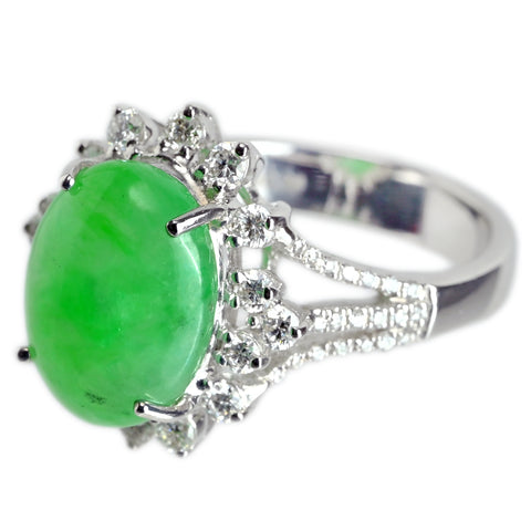 【中古】K18WG JADEITE ヒスイリング J4.99ct D0.56ct 日本宝石科学協会ソーティング 6.1g #12