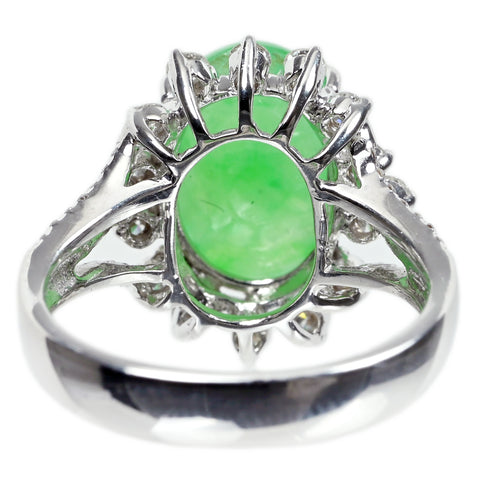 【中古】K18WG JADEITE ヒスイリング J4.99ct D0.56ct 日本宝石科学協会ソーティング 6.1g #12