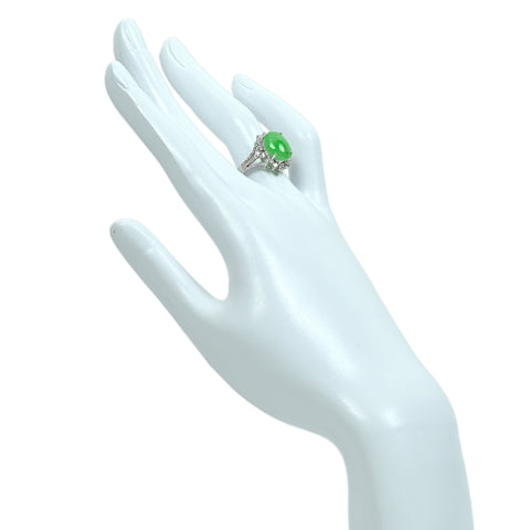 【中古】K18WG JADEITE ヒスイリング J4.99ct D0.56ct 日本宝石科学協会ソーティング 6.1g #12