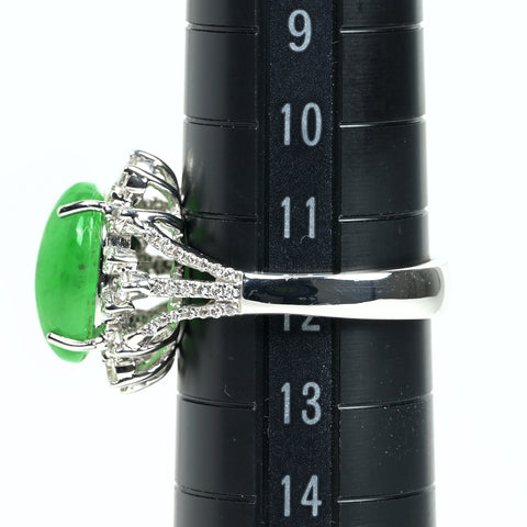 【中古】K18WG JADEITE ヒスイリング J4.99ct D0.56ct 日本宝石科学協会ソーティング 6.1g #12