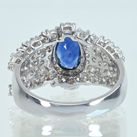 【中古】K18WG SAPPHIRE サファイアリング S1.25ct D1.19ct 5.5g #14