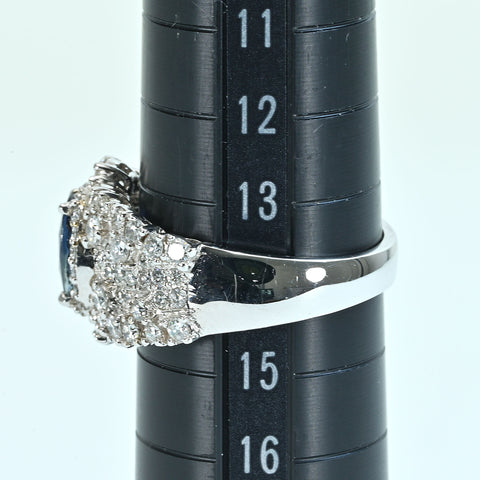 【中古】K18WG SAPPHIRE サファイアリング S1.25ct D1.19ct 5.5g #14