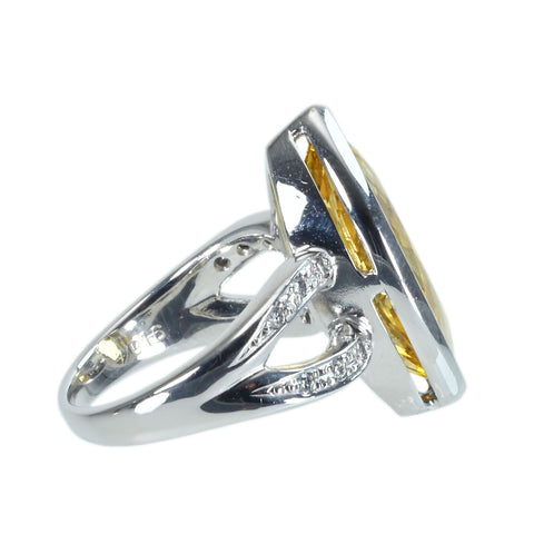 【中古】K18WG CITRINEシトリンリング C4.02ct D0.16ct 鑑別書付き 7.90g #8　