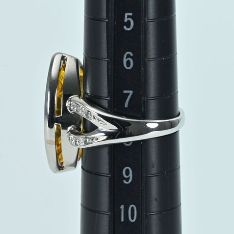 【中古】K18WG CITRINEシトリンリング C4.02ct D0.16ct 鑑別書付き 7.90g #8　