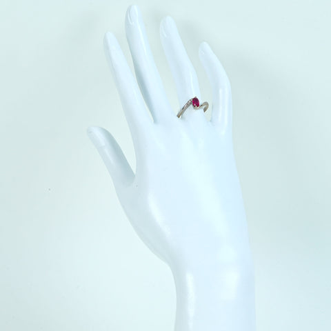 [Pre-owned] K18WG RUBY Ruby Ring, R0.54ct, D0.03ct, 3.0g, #15.5 