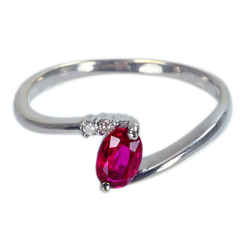 【中古】K18WG RUBYルビーリング R0.54ct D0.03ct 3.0g #15.5