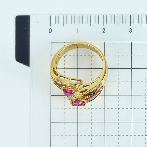 [Pre-owned] 18K Yellow Gold Ruby Ring, R 0.65ct, D 0.33ct, 7.8g, #0.30ct 