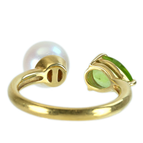 【中古】K18YG PEARL/PERIDOT RING パール/ペリドットリング P8.0mm 1.36ct 4.3g #12