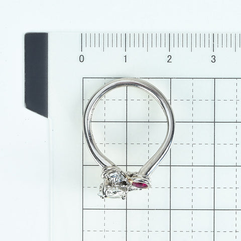 【中古】K18WG DIAMOND ダイヤモンド・ルビーリング 0.886ct Iカラー SI2クラス 中央宝石研究所ソD0.57ct R0.29ct 6.0g  #13