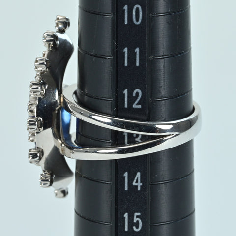 Pre-owned 18K White Gold Sapphire Ring, Sri Lankan Sapphire 3.19ct, D0.28ct, Royal Blue, AIGS Certificate, 8.3g, #13 