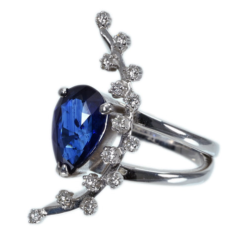 Pre-owned 18K White Gold Sapphire Ring, Sri Lankan Sapphire 3.19ct, D0.28ct, Royal Blue, AIGS Certificate, 8.3g, #13 