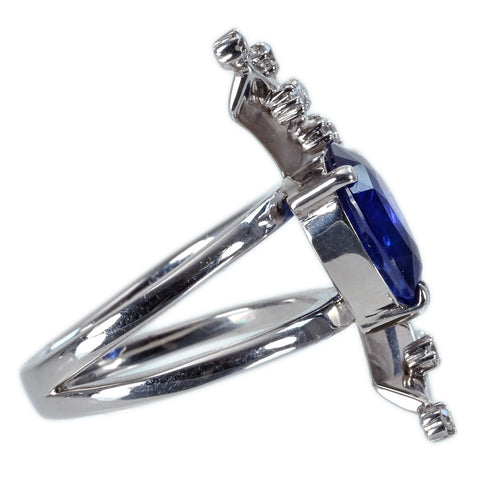 Pre-owned 18K White Gold Sapphire Ring, Sri Lankan Sapphire 3.19ct, D0.28ct, Royal Blue, AIGS Certificate, 8.3g, #13 