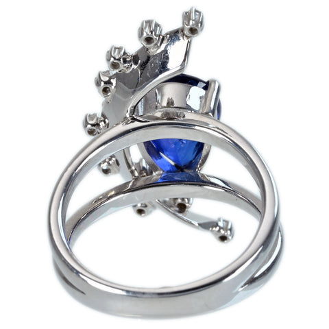 Pre-owned 18K White Gold Sapphire Ring, Sri Lankan Sapphire 3.19ct, D0.28ct, Royal Blue, AIGS Certificate, 8.3g, #13 