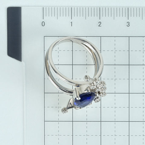 Pre-owned 18K White Gold Sapphire Ring, Sri Lankan Sapphire 3.19ct, D0.28ct, Royal Blue, AIGS Certificate, 8.3g, #13 