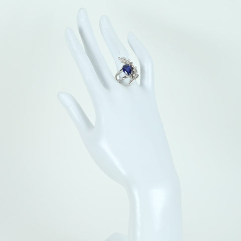 Pre-owned 18K White Gold Sapphire Ring, Sri Lankan Sapphire 3.19ct, D0.28ct, Royal Blue, AIGS Certificate, 8.3g, #13 