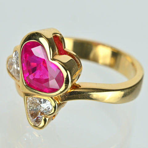 【中古】K18YG RUBYルビーリング R1.699ct D0.67ct 8.3g #9.5