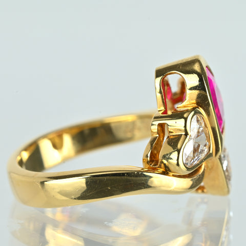 【中古】K18YG RUBYルビーリング R1.699ct D0.67ct 8.3g #9.5