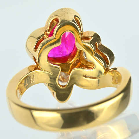 【中古】K18YG RUBYルビーリング R1.699ct D0.67ct 8.3g #9.5