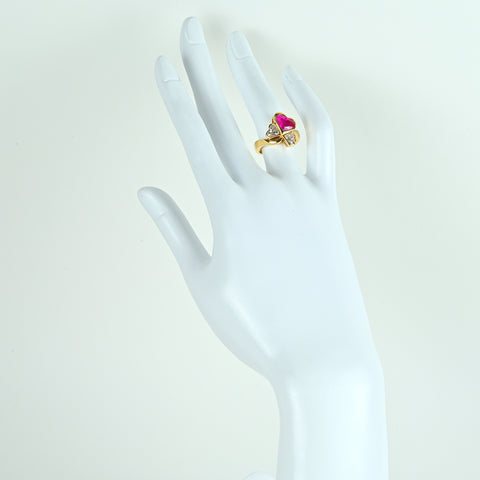 【中古】K18YG RUBYルビーリング R1.699ct D0.67ct 8.3g #9.5