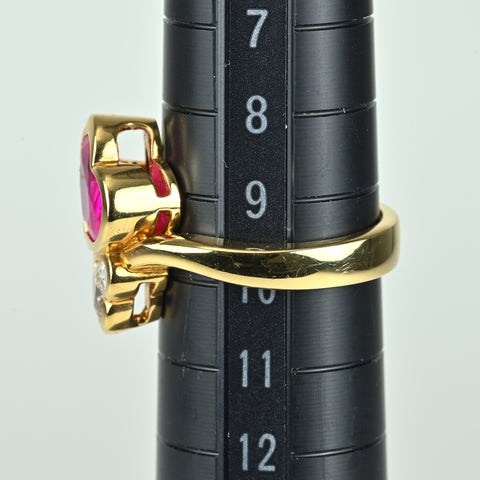 【中古】K18YG RUBYルビーリング R1.699ct D0.67ct 8.3g #9.5