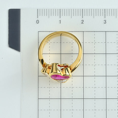 【中古】K18YG RUBYルビーリング R1.699ct D0.67ct 8.3g #9.5
