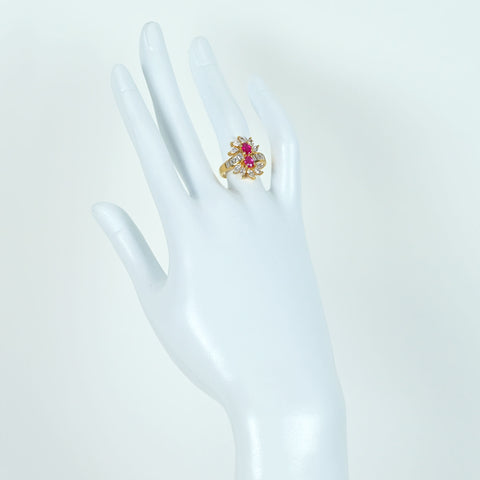 【中古】K18YG RUBYルビーリング R0.90ct D1.40ct 4.8g #12.5