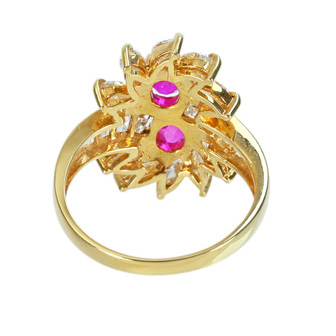 【中古】K18YG RUBYルビーリング R0.90ct D1.40ct 4.8g #12.5