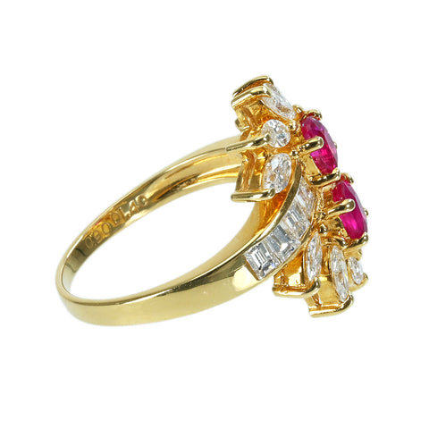 【中古】K18YG RUBYルビーリング R0.90ct D1.40ct 4.8g #12.5