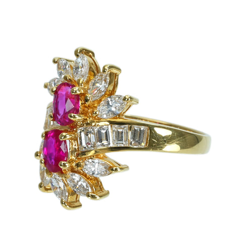 【中古】K18YG RUBYルビーリング R0.90ct D1.40ct 4.8g #12.5