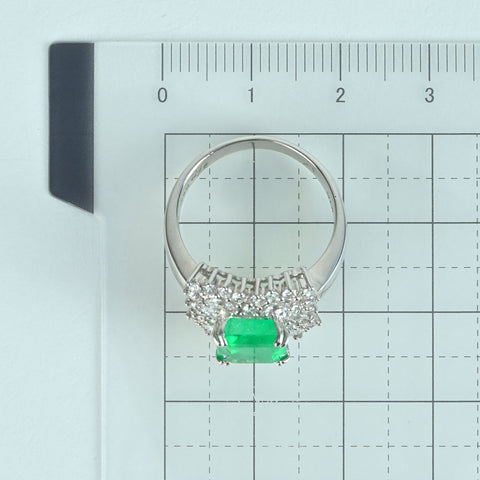 【中古】K18WG EMERALD RINGエメラルドリング E2.74ct D0.87ct 7.2g #13