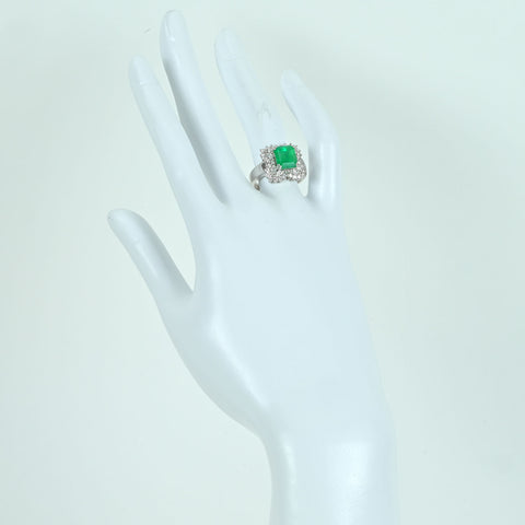 【中古】K18WG EMERALD RINGエメラルドリング E2.74ct D0.87ct 7.2g #13