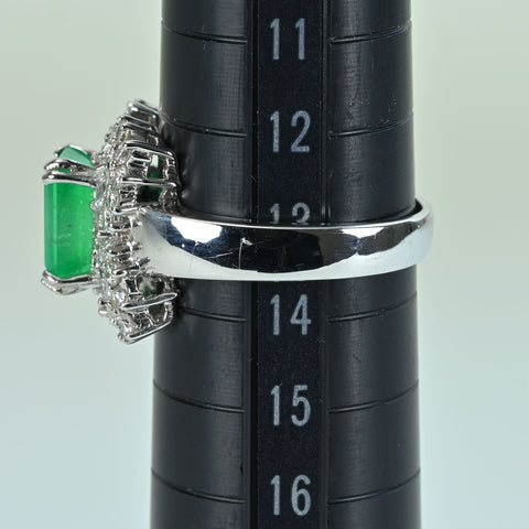 【中古】K18WG EMERALD RINGエメラルドリング E2.74ct D0.87ct 7.2g #13