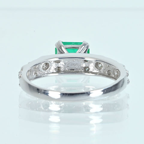 【中古】K18WG EMERALDエメラルドリング E1.08ct D0.27ct 3.8g #15