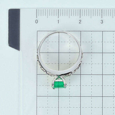 【中古】K18WG EMERALDエメラルドリング E1.08ct D0.27ct 3.8g #15