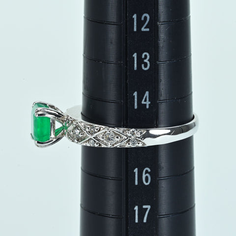 【中古】K18WG EMERALDエメラルドリング E1.08ct D0.27ct 3.8g #15