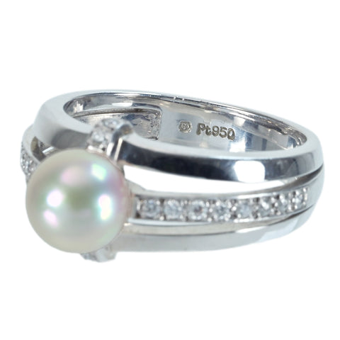 [Used] MIKIMOTO PT950 Akoya Pearl Ring, 7.2mm diameter, 10.0g, One Price 