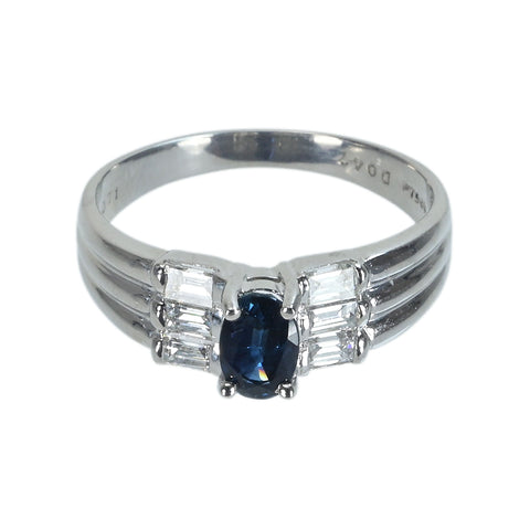 【中古】PT900 SAPPHIREサファイアリング S0.71ct D0.17ct 5.0g #14