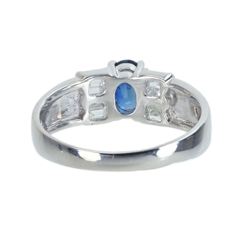 【中古】PT900 SAPPHIREサファイアリング S0.71ct D0.17ct 5.0g #14