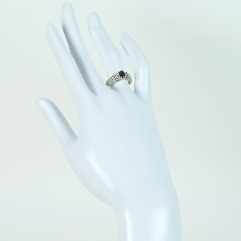 【中古】PT900 SAPPHIREサファイアリング S0.71ct D0.17ct 5.0g #14