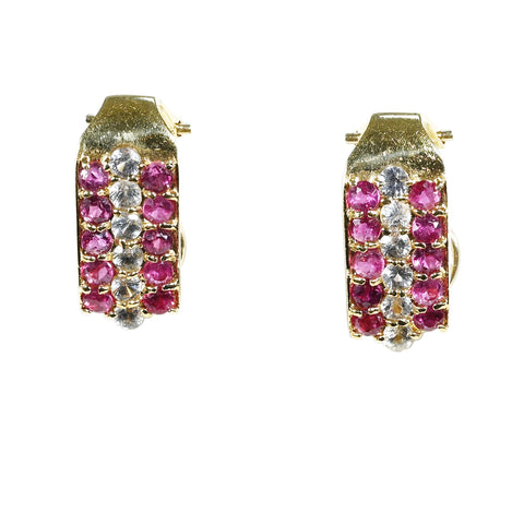 【中古】K18YG RUBY EARRINGS ルビー・ホワイトサファイアイヤリング R0.96ct WS0.54ct 3.7g